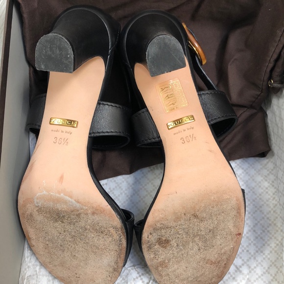 Gucci Lifford black high sandal with bamboo buckle - Picture 3 of 4